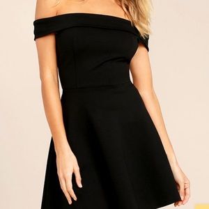 Lulus Black Skater Off the Shoulder Dress